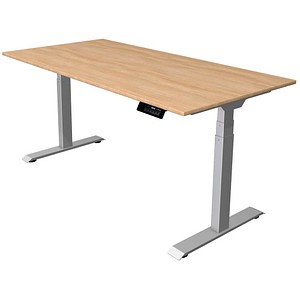 Kerkmann Move 1 stable elektrisch höhenverstellbarer Schreibtisch eiche hell rechteckig, T-Fuß-Gestell silber 160,0 x 80,0 cm