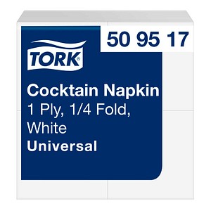 TORK Servietten Cocktail Universal weiß 1-lagig 23,8 x 23,8 cm, 500 St.
