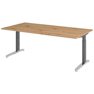 4032062192948 - VXB2E höhenverstellbarer Schreibtisch asteiche quadratisch C-Fuß-Gestell grau 2000 x 1000 cm