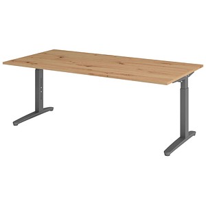Hammerbacher Schreibtisch VXB, manuell höhenverstellbar, 85cm (H), 200x100cm (BxT), asteiche / graphit 4032062192955 Hammerbacher 5 Stück