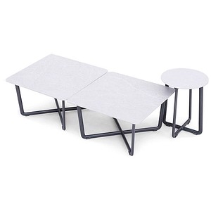 BEST Fellow Beistelltische-Set freiform Keramik beige, 3 St.