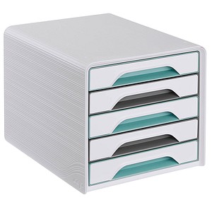 3462159015118 - cep Schubladenbox Smoove  weiß mit bunten Farblinien 1071110571 DIN A4 mit 5 Schubladen