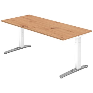 Hammerbacher Schreibtisch VXB, manuell höhenverstellbar, 85cm (H), 180x80cm (BxT), asteiche / weiß 4032062191477 Hammerbacher 3 Stück