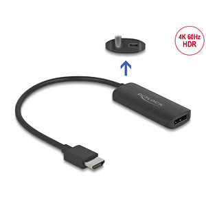 4043619632060 - - Video-   Audio-Adapter - HDMI Mikro-USB Typ B (nur Strom) zu DisplayPort weiblich - 24 cm - Schwarz - unterstützt 4K 60 Hz (3840 x 2160) Lontium LT6711A chipset