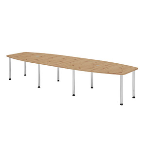 4032062315521 - HAMMERBACHER Konferenztisch KT40C asteiche Tonnenform Rundrohr chrom 4000 x 850 1300 x 720 - 740 cm