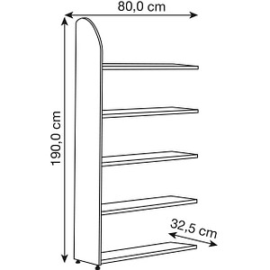4044917365308 - Büroregal Dante® Anbauregal H 1900 x B 800 mm ohne Rückwand lichtgrau 4044917365308 - Büroregal Dante® Anbauregal H 1900 x B 800 mm ohne Rückwand lichtgrau