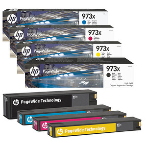 4260473321231 - Hewlett Packard - hp Original 973X Tintenpatronen 4er Set schwarz cyan magenta gelb (L0S07AE F6T81AE F6T82AE F6T83AE) (OPL0S07AE) (OPL0S07AE)