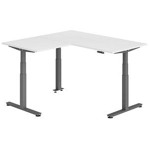 Hammerbacher Sitz-Steh-Schreibtisch VXDSM, elektrisch höhenverstellbar, 127cm (H), 160x160cm (BxT), weiß / graphit 4032062327142 Hammerbacher 6 Stück