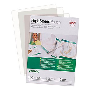 0033816048065 - Laminiertasche GBC HighSpeed™ glänzend Folienstärke 75 µm VE 100 Stk für Format A4