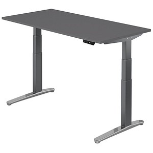 Hammerbacher Sitz-Steh-Schreibtisch VXBHM, elektrisch höhenverstellbar, 129cm (H), 160x80cm (BxT), graphit / graphit 4032062322529 Hammerbach 4 Stück