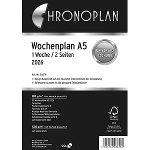 4004182088562 - Kalendereinlage 50576 in Zeilen eine Woche   zwei Seiten  (A5) 4004182088562 Chronoplan