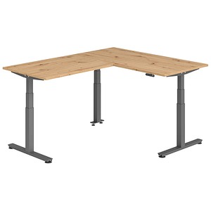 Hammerbacher Sitz-Steh-Schreibtisch VXDSM, elektrisch höhenverstellbar, 127cm (H), 200x160cm (BxT), asteiche / graphit 4032062327050 Hammerba 6 Stück