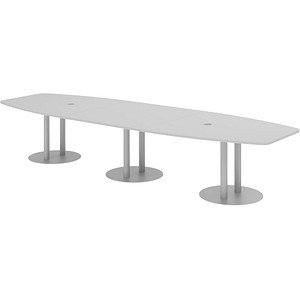 4032062315569 - HAMMERBACHER Konferenztisch KT40S lichtgrau Tonnenform Rundrohr silber 4000 x 850 - 1300 x 740 cm