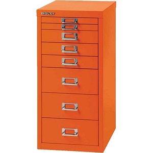 Bisley Schubladenschrank MultiDrawer? 29er Serie L298603, Stahl, 8 Schubladen (Vollauszug), A4, 38 x 59 x 27,8 cm, orange 5020073826692