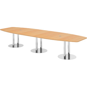 4032062315576 - HAMMERBACHER Konferenztisch KT40S buche Tonnenform Rundrohr chrom 4000 x 850 - 1300 x 740 cm 4032062315576 - HAMMERBACHER Konferenztisch KT40S buche Tonnenform Rundrohr chrom 4000 x 850 - 1300 x 740 cm