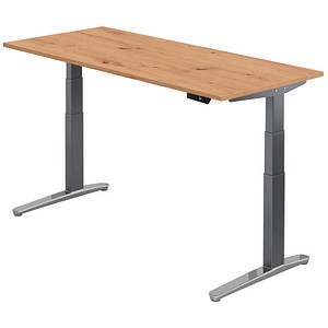 Hammerbacher Sitz-Steh-Schreibtisch VXBHM, elektrisch höhenverstellbar, 129cm (H), 180x80cm (BxT), asteiche / graphit 4032062189115 Hammerbac 4 Stück