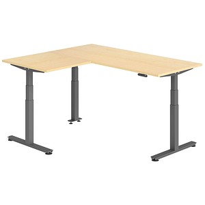 Hammerbacher Sitz-Steh-Schreibtisch VXDSM, elektrisch höhenverstellbar, 127cm (H), 160x180cm (BxT), ahorn / graphit 4032062326831 Hammerbache 6 Stück