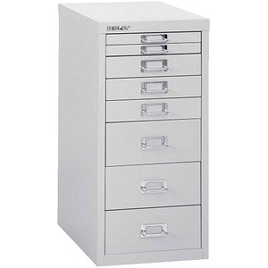 Bisley Schubladenschrank MultiDrawer? 29er Serie L298645, Stahl, 8 Schubladen (Vollauszug), A4, 27,8 x 59 x 38 cm, lichtgrau 5020073765