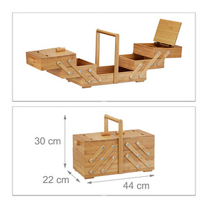 4052025222215 - Nähkästchen Bambus xxl viele Fächer Nähkasten aufklappbar Nähkorb ohne Inhalt hbt 30 x 44 x 22 cm natur - Relaxdays 4052025222215 - Nähkästchen Bambus xxl viele Fächer Nähkasten aufklappbar Nähkorb ohne Inhalt hbt 30 x 44 x 22 cm natur - Relaxdays