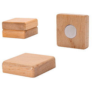 4004360802485 - Holz-Magnet quadratisch Pinienholz Neodym 33x33x9mm VE=4 Stück