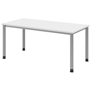 HAMMERBACHER HS16 höhenverstellbarer Schreibtisch weiß rechteckig, 4-Fuß-Gestell silber 160,0 x 80,0 cm