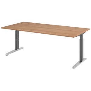 Hammerbacher Schreibtisch VXB, manuell höhenverstellbar, 85cm (H), 200x100cm (BxT), nussbaum / graphit 4032062170946 Hammerbacher 5 Stück
