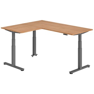 Hammerbacher Sitz-Steh-Schreibtisch VXDSM, elektrisch höhenverstellbar, 127cm (H), 160x180cm (BxT), nussbaum / graphit 4032062326886 Hammerba 6 Stück