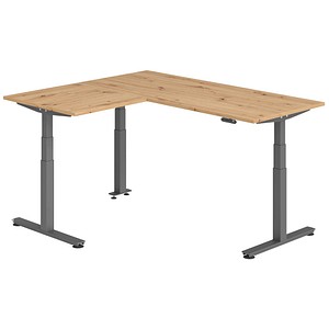 Hammerbacher Sitz-Steh-Schreibtisch VXDSM, elektrisch höhenverstellbar, 127cm (H), 160x180cm (BxT), asteiche / graphit 4032062326893 Hammerba 6 Stück