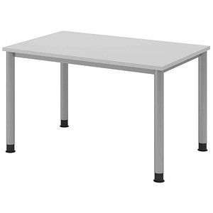 HAMMERBACHER HS12 höhenverstellbarer Schreibtisch lichtgrau rechteckig, 4-Fuß-Gestell silber 120,0 x 80,0 cm