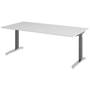 4032062170793 - VXB2E höhenverstellbarer Schreibtisch lichtgrau quadratisch C-Fuß-Gestell grau 2000 x 1000 cm
