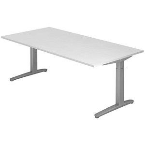 Hammerbacher Schreibtisch VXB, manuell höhenverstellbar, 85cm (H), 200x100cm (BxT), weiß / silber 4032062171011 Hammerbacher 5 Stück