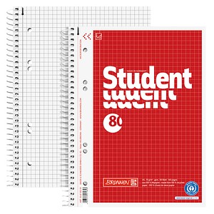 4003273571853 - Collegeblock 10-6787201 Student Recycling Lineatur 28   kariert mit Rand innen außen A5 70g rot 80 Blatt 4003273571853 Brun
