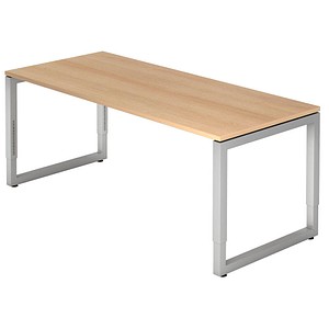 4032062163061 - HAMMERBACHER RS19 höhenverstellbarer Schreibtisch eiche rechteckig O-Fuß-Gestell silber 1800 x 800 cm