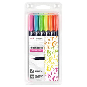 Tombow Fudenosuke Neon Brush-Pens farbsortiert