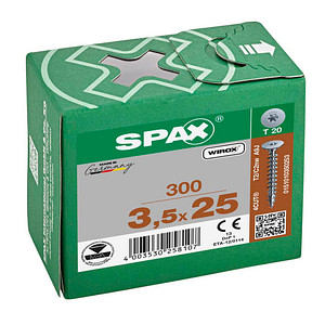 4003530258107 - Rückwandkopf Ohne Linse T-Star Plus T20 Vollgewinde 4Cut Wirox 300St 35x25 - Spax