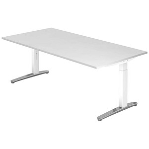 Hammerbacher Schreibtisch VXB, manuell höhenverstellbar, 85cm (H), 200x100cm (BxT), weiß / weiß 4032062171028 Hammerbacher 5 Stück