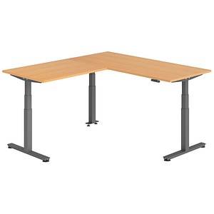 Hammerbacher Sitz-Steh-Schreibtisch VXDSM, elektrisch höhenverstellbar, 127cm (H), 200x180cm (BxT), buche / graphit 4032062326787 Hammerbache 6 Stück