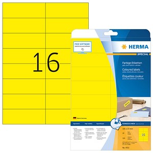 4008705045513 - HERMA Farbige Multifunktionsetiketten 4551 Gelb Rechteckig 105 x 37 mm 20 Blatt à 16 Etiketten 4008705045513 - HERMA Farbige Multifunktionsetiketten 4551 Gelb Rechteckig 105 x 37 mm 20 Blatt à 16 Etiketten