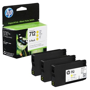 HP 712 (3ED79A) gelb Druckerpatronen, 3er-Set