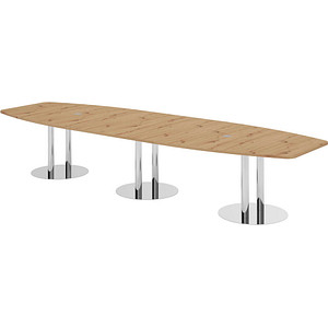 4032062315637 - HAMMERBACHER Konferenztisch KT40S asteiche Tonnenform Rundrohr chrom 4000 x 850 - 1300 x 740 cm 4032062315637 - HAMMERBACHER Konferenztisch KT40S asteiche Tonnenform Rundrohr chrom 4000 x 850 - 1300 x 740 cm