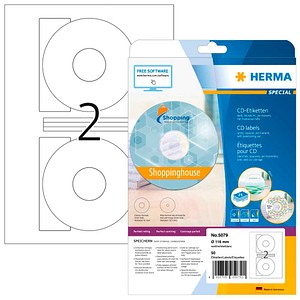 HERMA CD-Etiketten 5079 weiß, 50 Etiketten