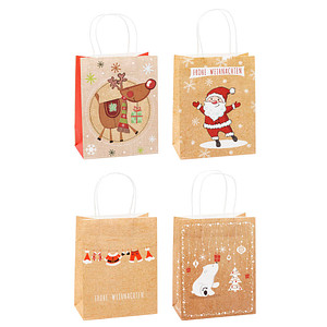 4022792980182 - Geschenktasche 88018-SG Weihnachten Kraftpapier Serie 1 Weihnachten Papierkordel Weihnachtsmotive sortiert 18cm x 23cm 40227 12 Stück