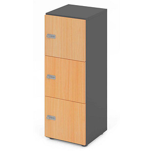 4032062314234 - HAMMERBACHER Schließfachschrank grafit buche V234L3 G 6 ZS 3 Schließfächer 400 x 420 x 1100 cm