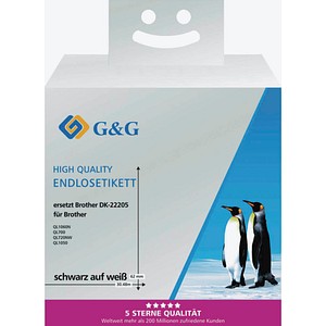 6941881284575 - Premium Etiketten 62mmx3048m kompzu Brother DK-22205 schwarz auf weiß 6941881284575 G und G