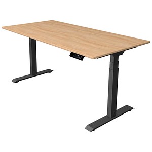Kerkmann Move 1 stable elektrisch höhenverstellbarer Schreibtisch eiche hell rechteckig, T-Fuß-Gestell grau 160,0 x 80,0 cm
