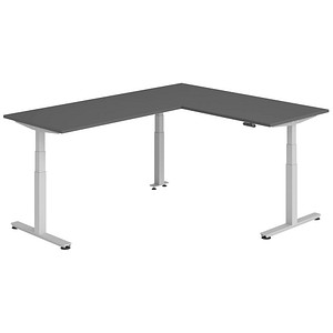 Hammerbacher Sitz-Steh-Schreibtisch VXDSM, elektrisch höhenverstellbar, 127cm (H), 240x180cm (BxT), graphit / silber 4032062327173 Hammerbach 7 Stück