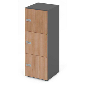 4032062314258 - HAMMERBACHER Schließfachschrank grafit nussbaum V234L3 G N ZS 3 Schließfächer 400 x 420 x 1100 cm