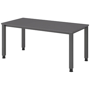 HAMMERBACHER QS16 höhenverstellbarer Schreibtisch grafit rechteckig, 4-Fuß-Gestell grau 160,0 x 80,0 cm