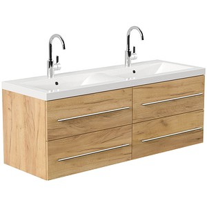 POSSEIK Waschbecken mit Unterschrank AURELION XL eiche gold 143,2 x 50,5 x 56,6 cm