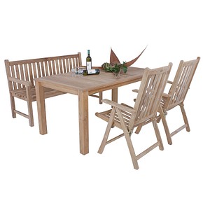 4041908076038 - Teak Garten Bank Solo 3-Sitzer Sitzbank Essbank Möbel Holzbank